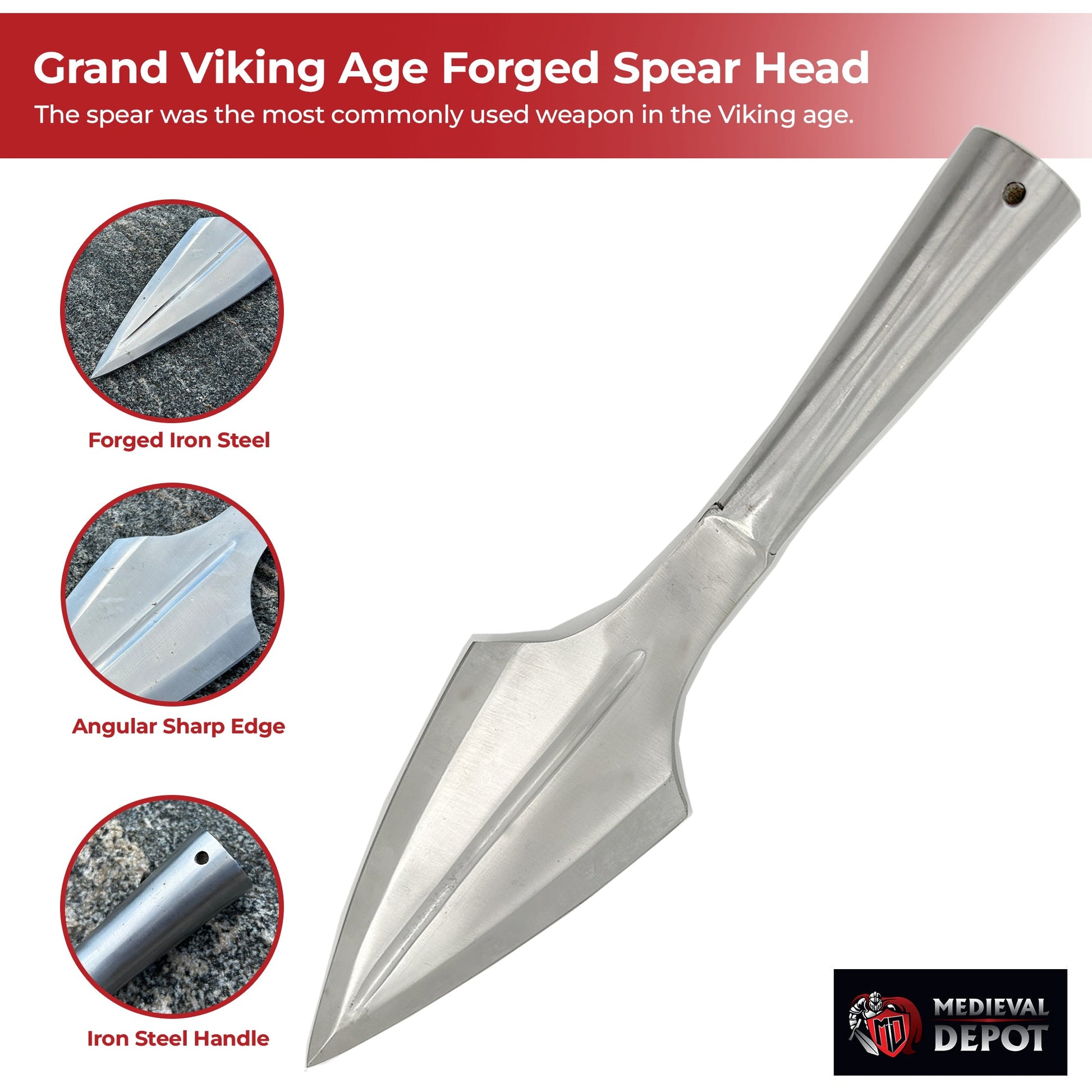 Grand Viking Age Forged Spear Head