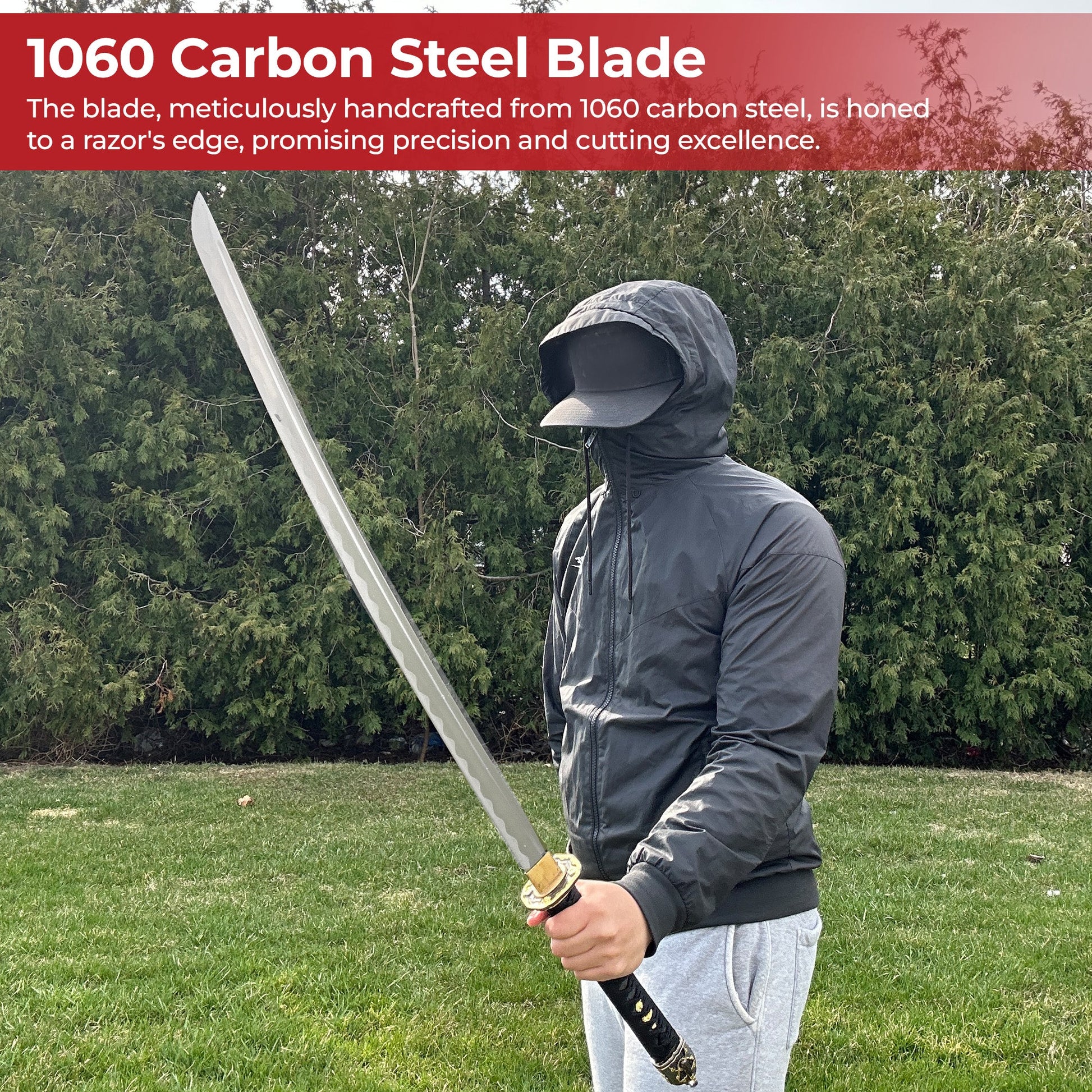 Onyx Elegance Handmade Katana A Symphony of Black and Gold Mastery